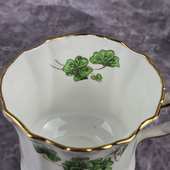 Hammersley & Co Lucky Shamrock Tea Cup & Saucer Bone China Gold Trim Vintage - Picture 14 of 16